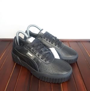 PUMA CALI LEATHER BLACK GOLD WOMENS SNEAKERS